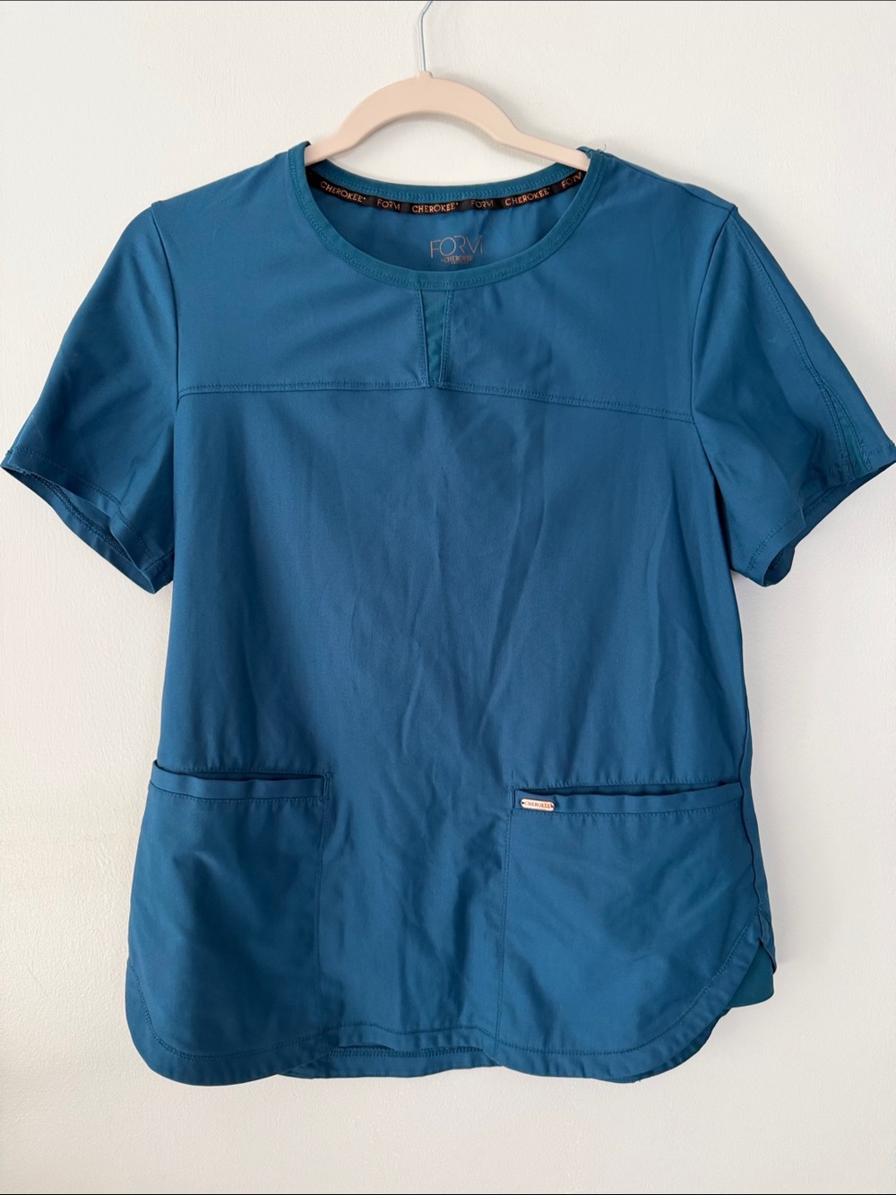 Cherokee Form Teal Short Sleeve Scrub Top